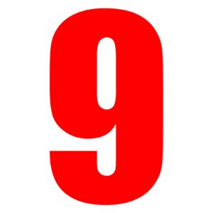 RACE NUMBER 6in VINYL #9 RED PKT of 10 - Image 1