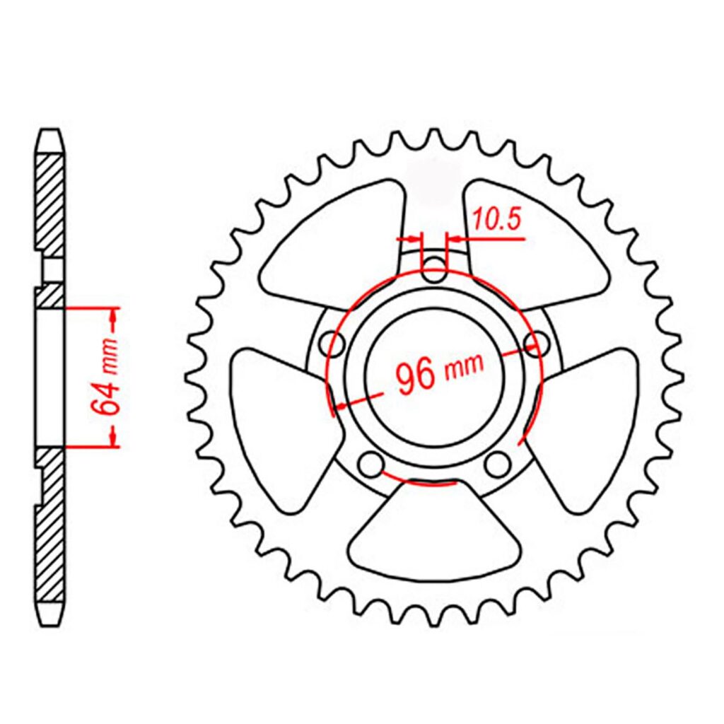 SPKT REAR OE STEEL 242 53T #428