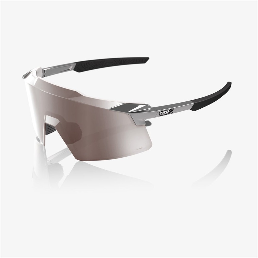 100% Aerocraft Gloss Black Chrome Sunglasses HiPER Silver Mirror Lens