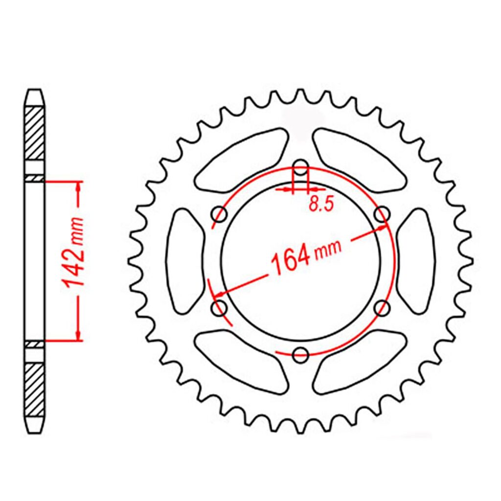 SPKT REAR OE STEEL 1068 44T #520