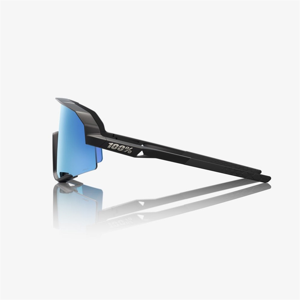100% Slendale Matte Black Sunglasses HiPER Blue Mirror Lens