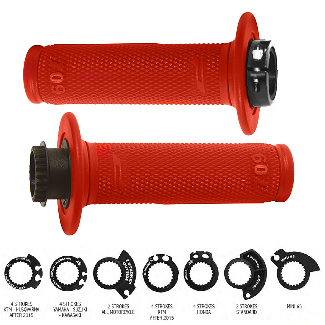 Lock on Grips Red 22/25mm 7 throttle Cams Progrip [A]