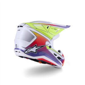 Alpinestars S-M7 Fuse Motocross Helmet White/Yellow Fluoro/Purple Gloss - Image 2