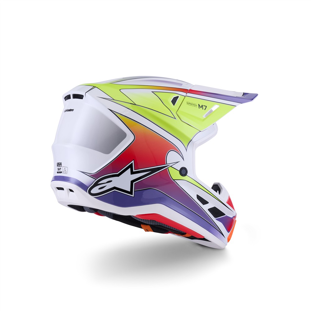Alpinestars S-M7 Fuse Motocross Helmet White/Yellow Fluoro/Purple Gloss
