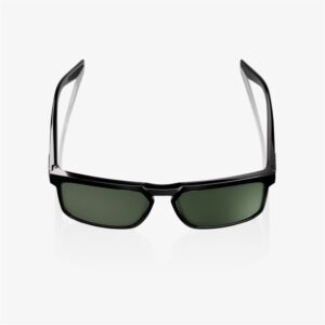 100% Renshaw Polished Black Sunglasses Grey/Green Lens - Image 4