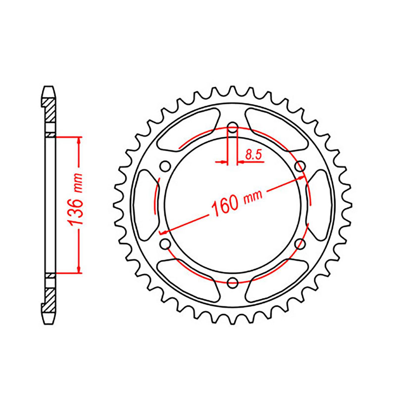SPKT REAR OE STEEL 005 44T #520 - Image 1