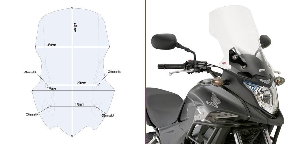 GIVI SCREEN HONDA CB 500 X '13-'18 CLEAR 19cm TALLER