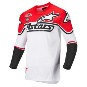 Alpinestars Racer Flagship Motocross Jersey White/Red Fluoro/Black - Image 1