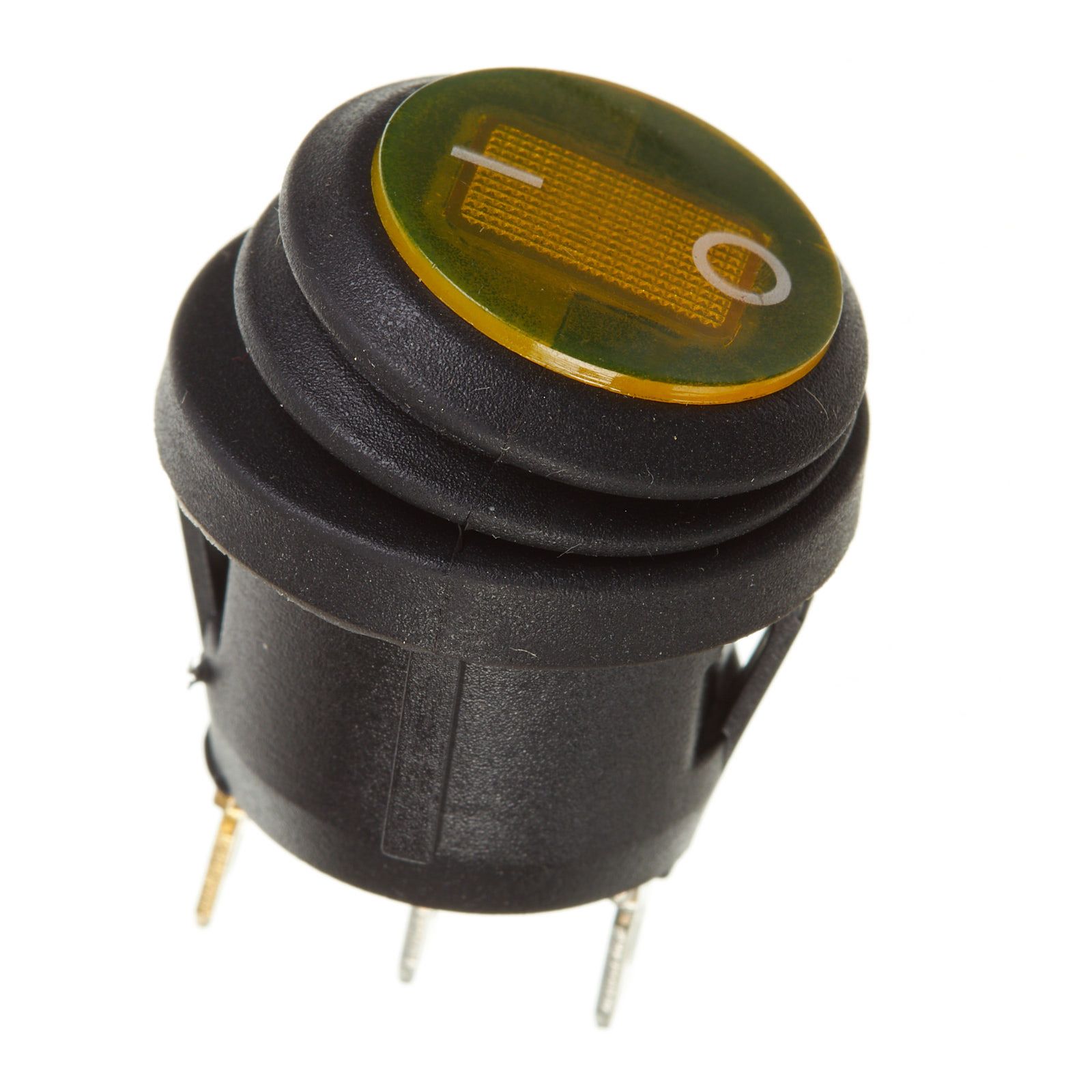 WHITES 12V ROCKER SWITCH ON-OFF YEL WATERPROOF ROUND - Image 1