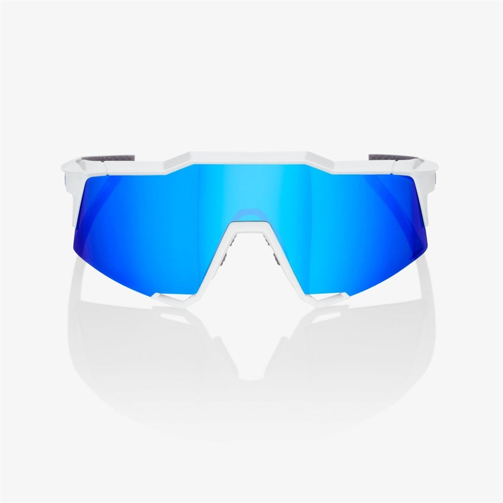 100% Speedcraft Matte White Sunglasses HiPER Blue Mirror Lens
