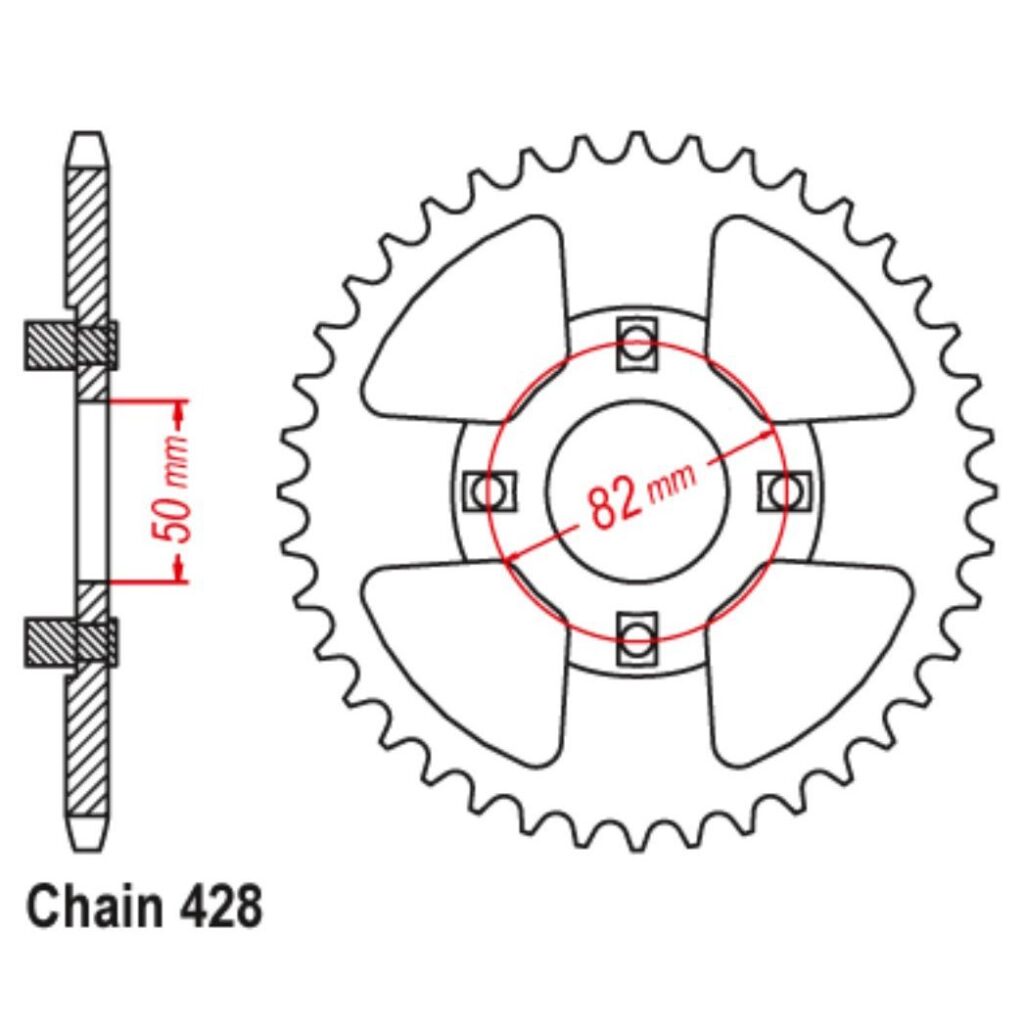 SPKT REAR OE STEEL 999 45T #428