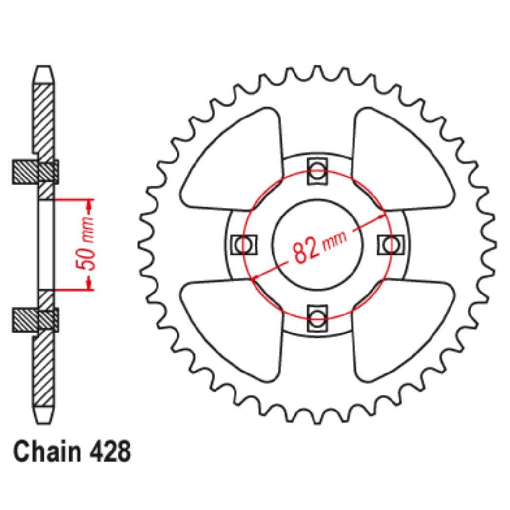 SPKT REAR OE STEEL 999 45T #428 - Image 1