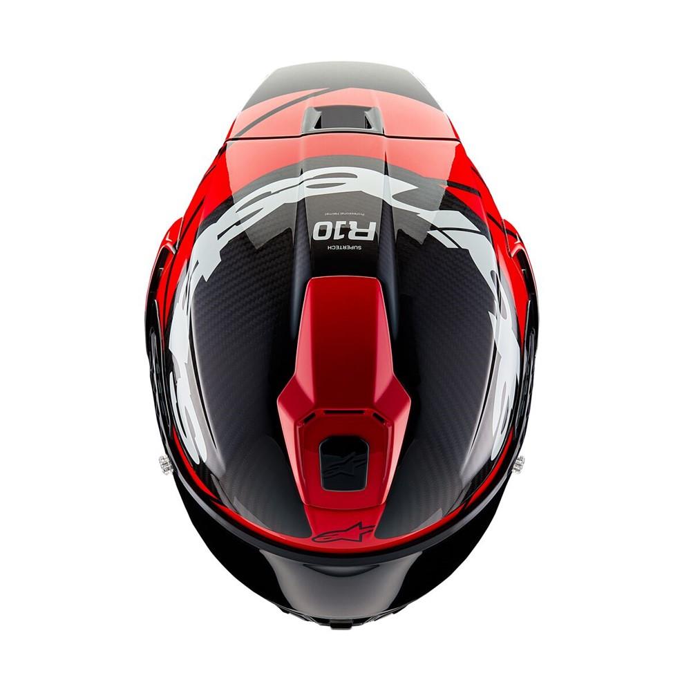 Alpinestars Supertech R10 Helmet Element Black Carbon/Bright Red/White Gloss