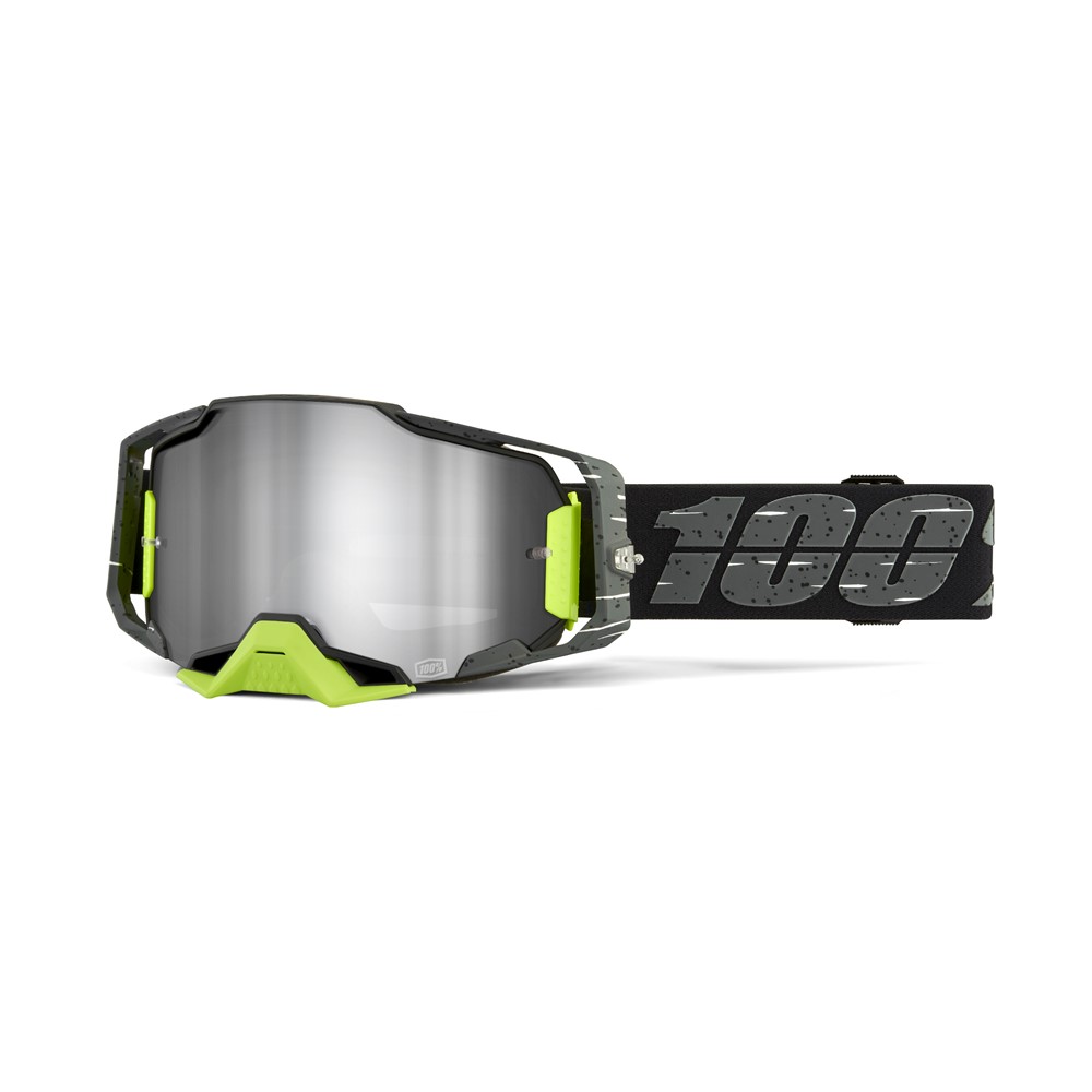 100% Armega Moto Goggle Antibia - Mirror Silver Flash Lens