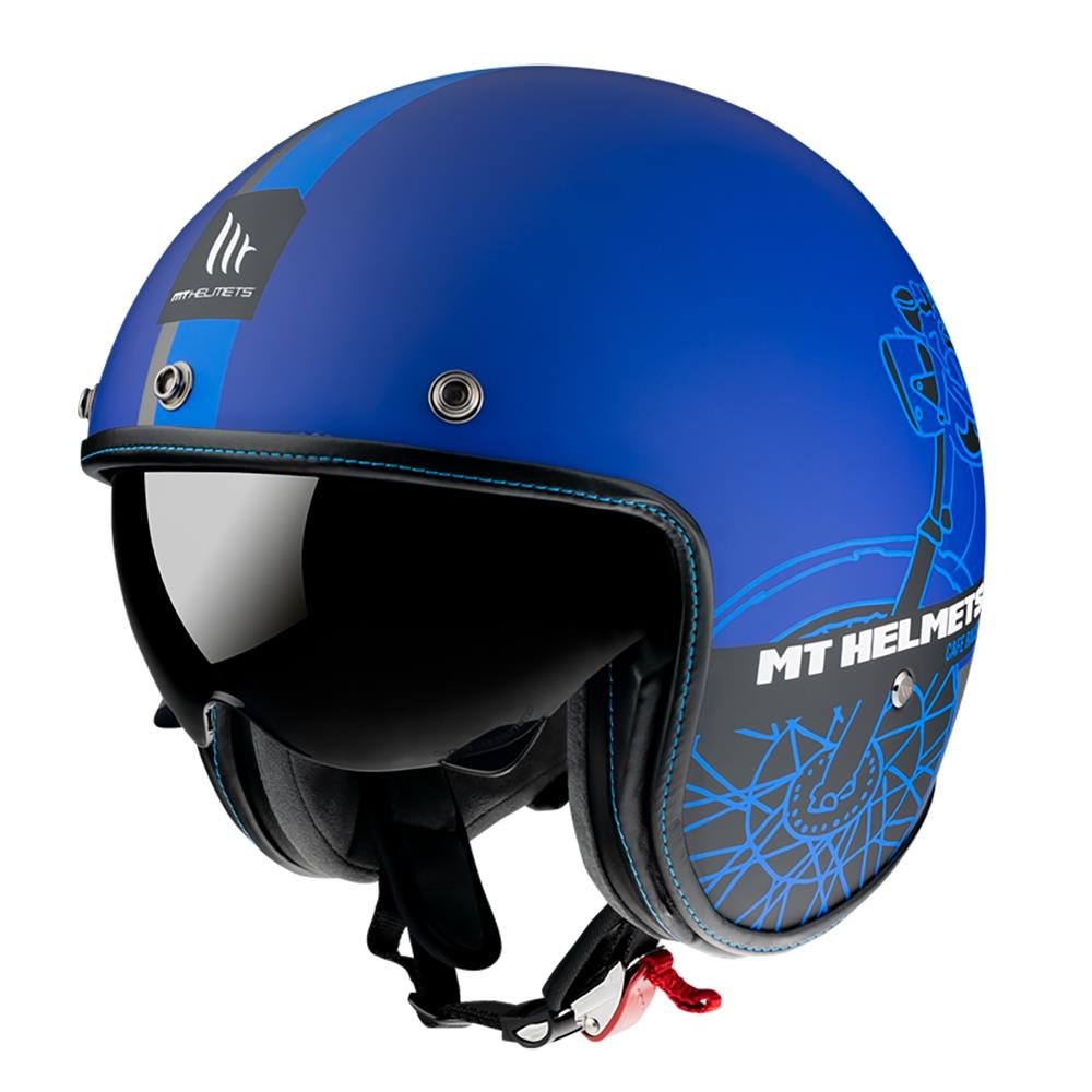 MT LE Mans 2 SV Cafe Racer Open Face Helmet Matte Blue