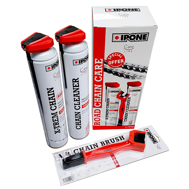 Chain Care Pack-Road 750ml^ cleaner/Lube/Brush Ipone