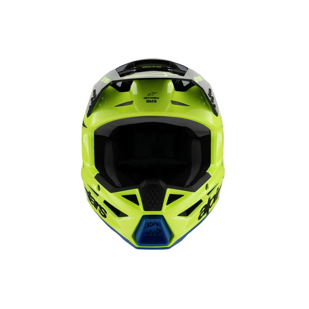 Alpinestars S-M3 Youth Motocross Helmet Radium Yellow Fluoro/Black/Blue Gloss