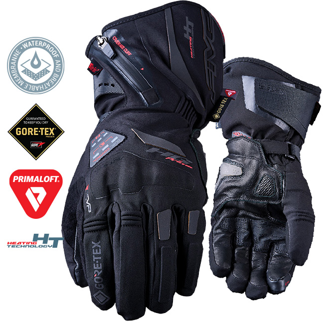 Five HG Prime GTX Heated Road Glove Black waterproof