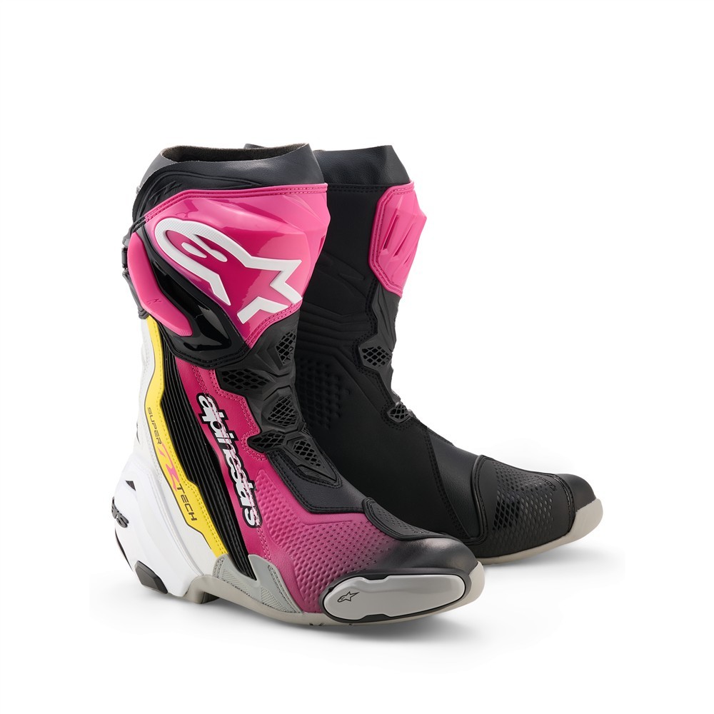 Alpinestars Supertech R Road Boots Black/Magenta/White/Yellow Fluoro