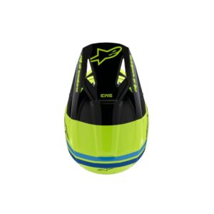 Alpinestars S-M3 Youth Motocross Helmet Radium Yellow Fluoro/Black/Blue Gloss - Image 4