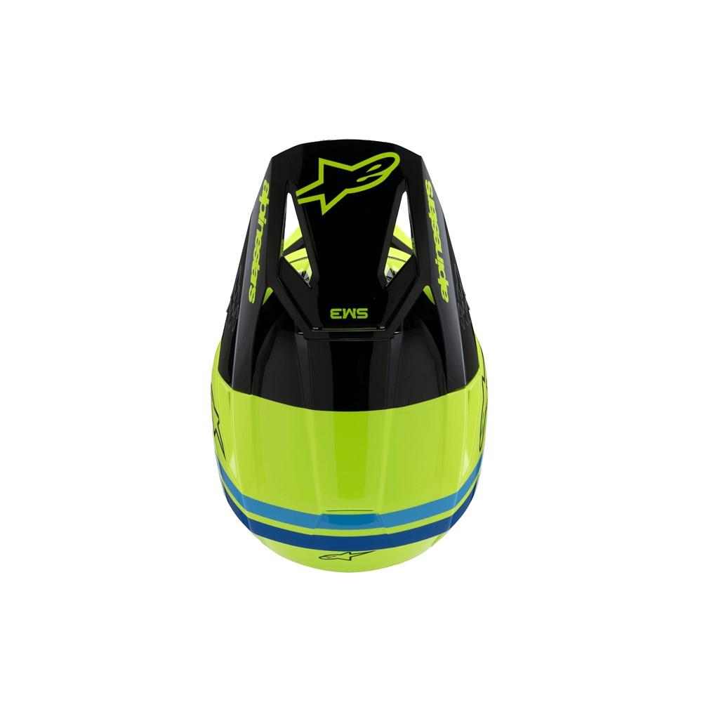 Alpinestars S-M3 Youth Motocross Helmet Radium Yellow Fluoro/Black/Blue Gloss