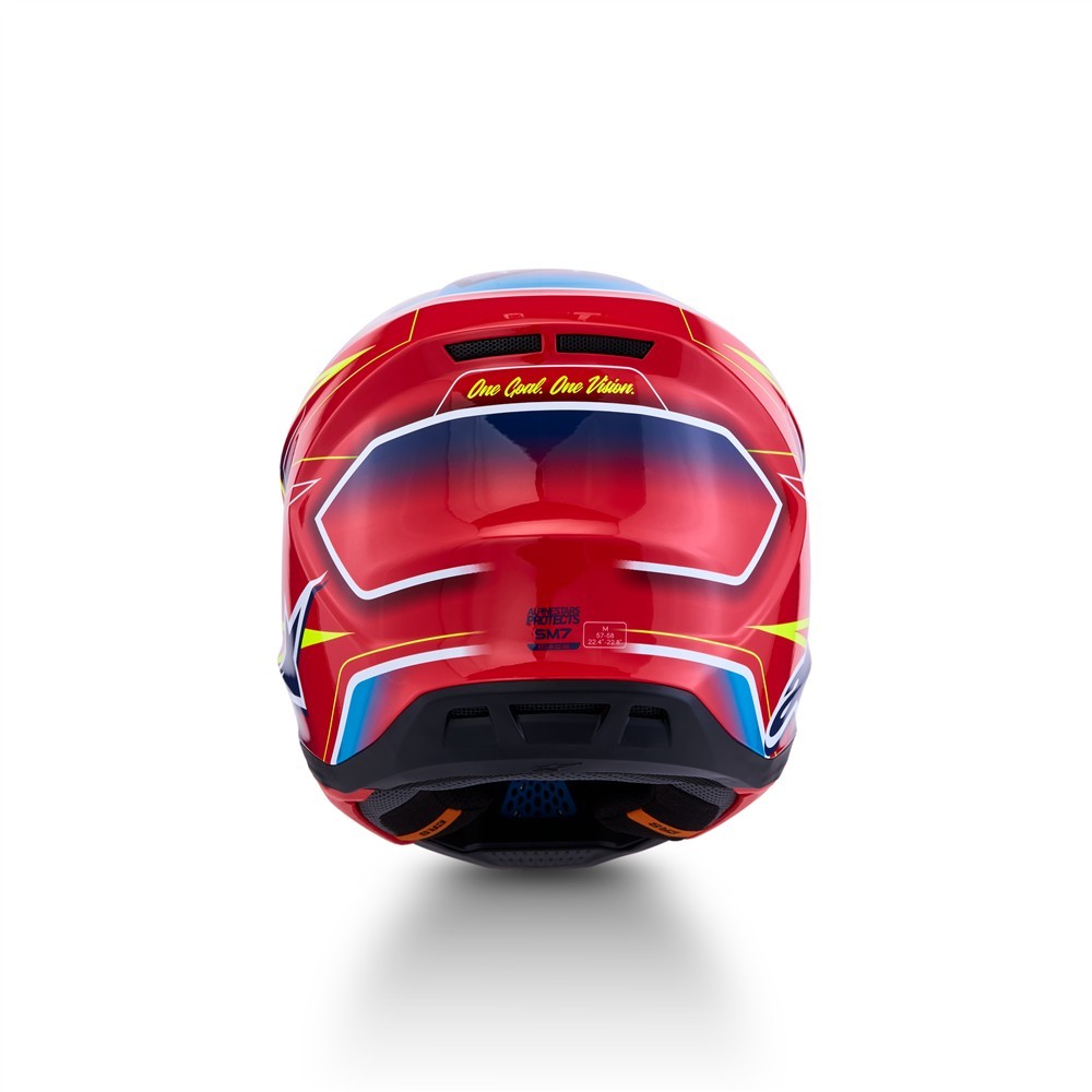 Alpinestars S-M7 Cast Motocross Helmet Red/Yellow Fluoro/Blue Gloss