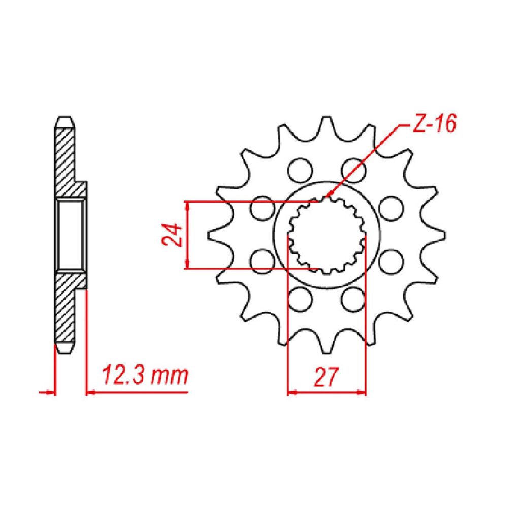 SPKT FRONT OE STEEL 444 16T #525