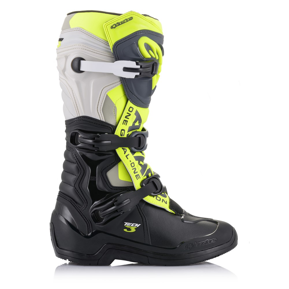 Alpinestars Tech-3 Motocross Boots Black/Cool Grey/Yellow Fluro