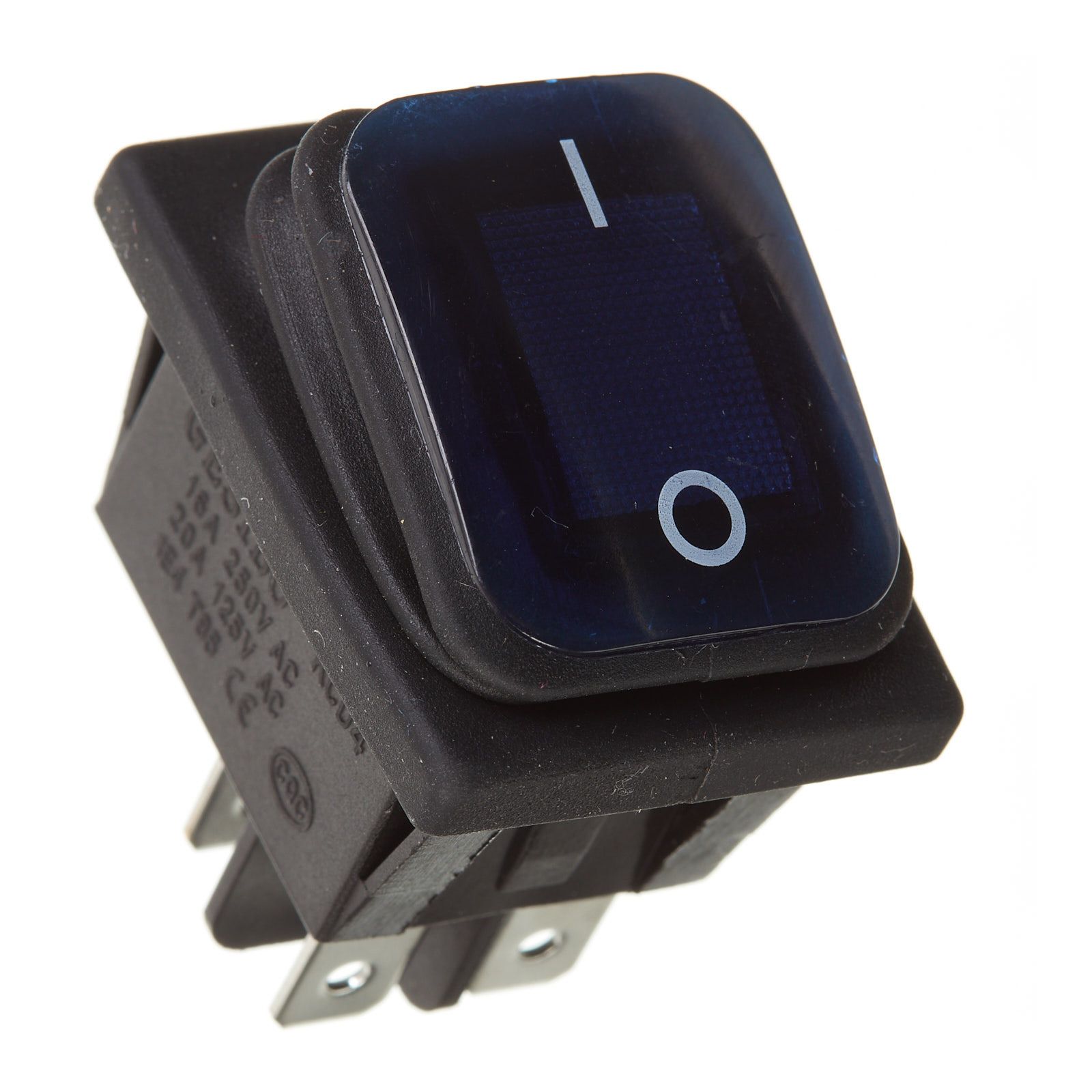 WHITES 12V ROCKER SWITCH ON-OFF BLU WATERPROOF 30X22 RECTANG - Image 1