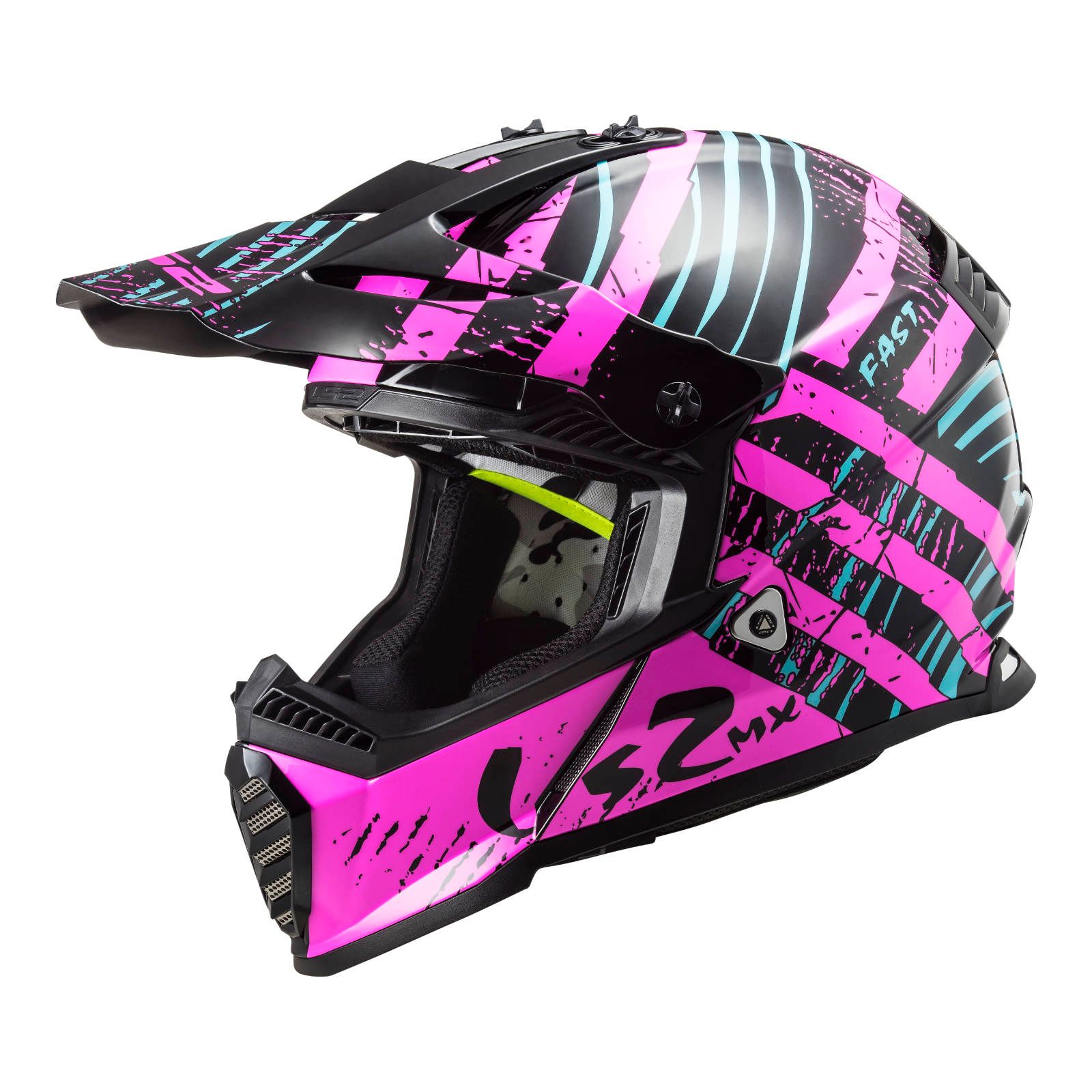LS2 MX437 Fast Evo Verve Motocross Helmet Black / Flo Pink - Image 1