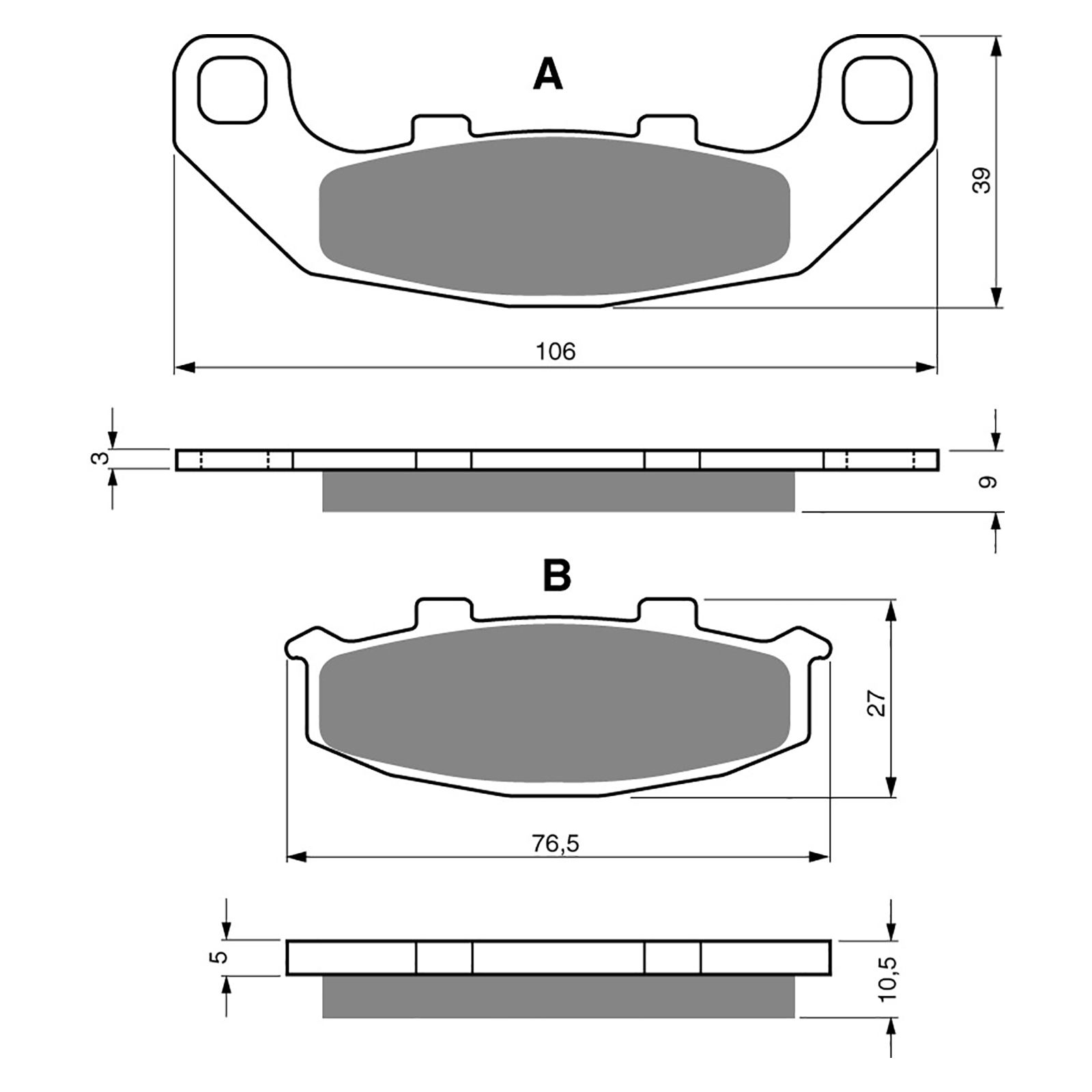 BRAKE PADS GOLDFREN SINTERED SPORTS GF044 - S3 ( PH60 ) - Image 1