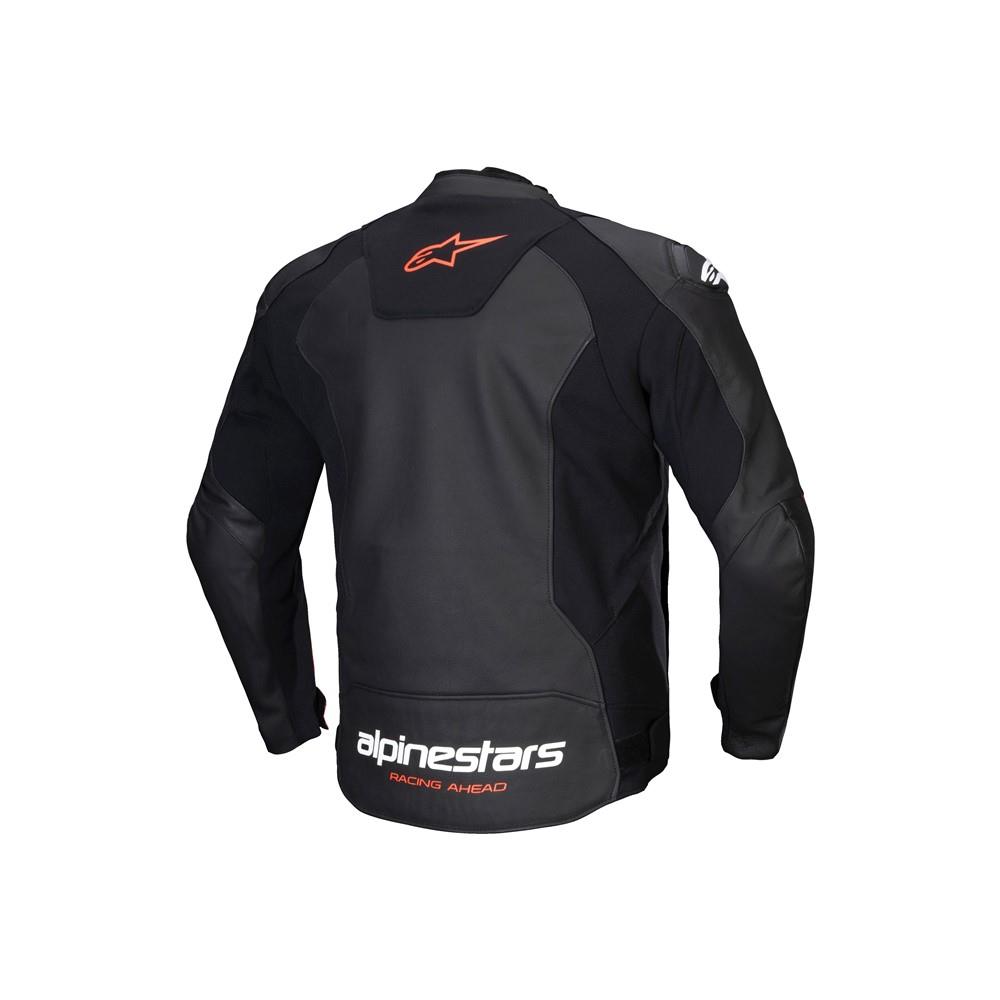 Alpinestars Faster v3 Leather Road Jacket Black/Red Fluoro