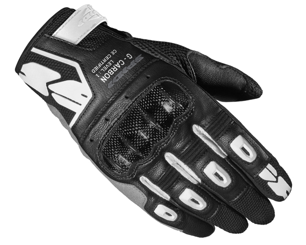 Spidi G-Carbon Leather Short Ladies Road Gloves Black/White