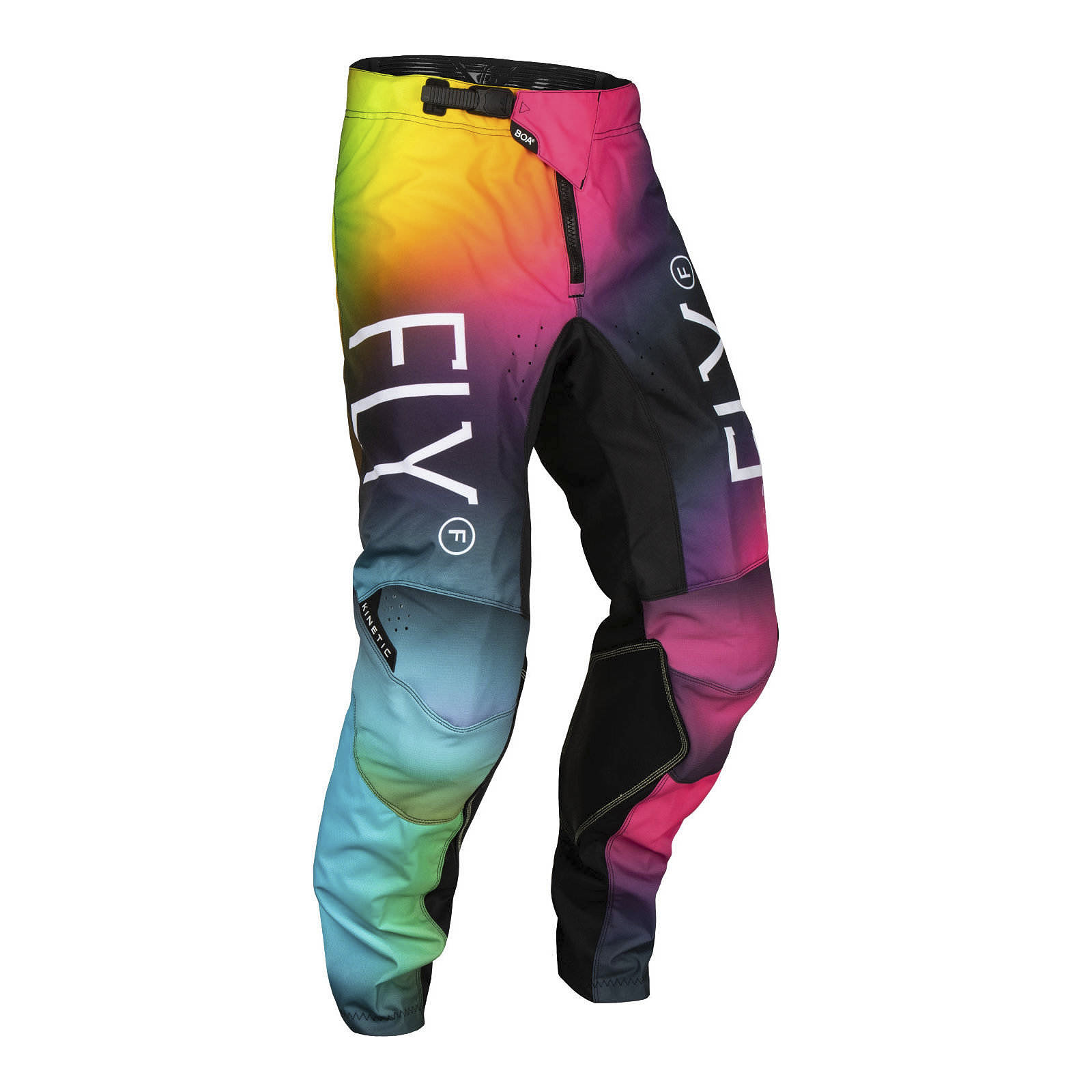 FLY Racing Kinetic Motocross Pants Youth Fuschia / Electric Blue / Hi-Vis - Image 1