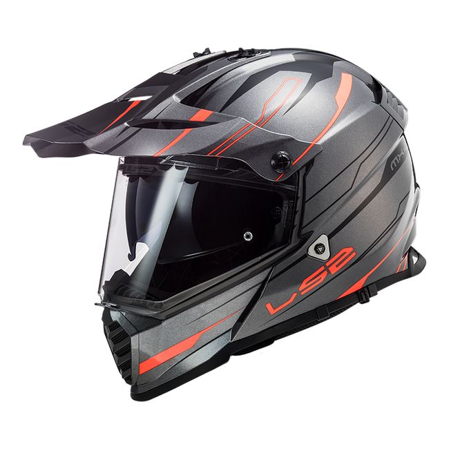 LS2 MX436 Pioneer Evo Knight Adventure Helmet Titanium/Fluro Orange