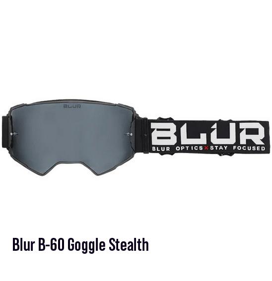 Blur B-60 Stealth Motocross Goggles Matte Black Silver Lens