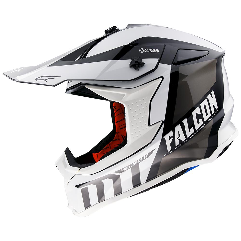 MT Falcon Motocross Helmet Warrior Gloss Pearl White