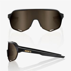 100% S2 Matte BlackSunglasses Soft Gold Mirror Lens - Image 2