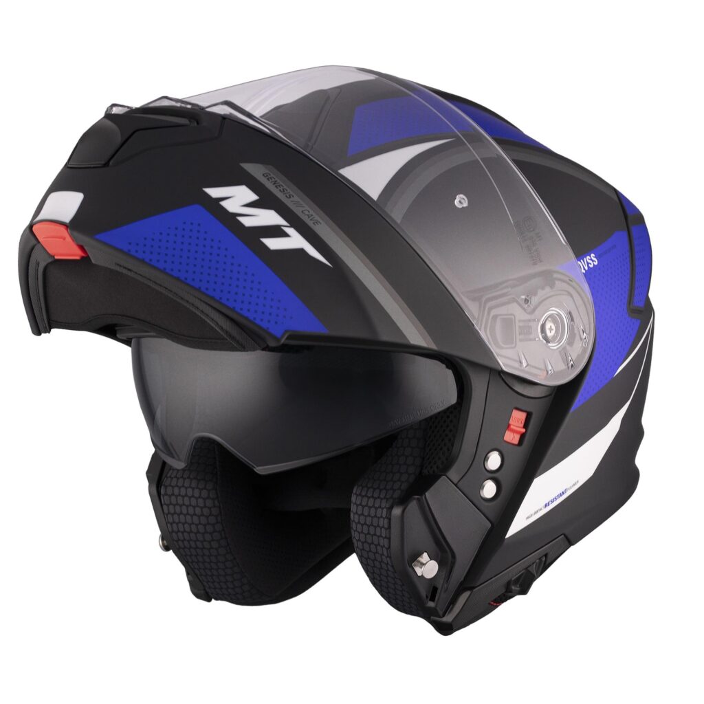 MT Genesis SV Cave Flip Front Helmet Black/Blue/White
