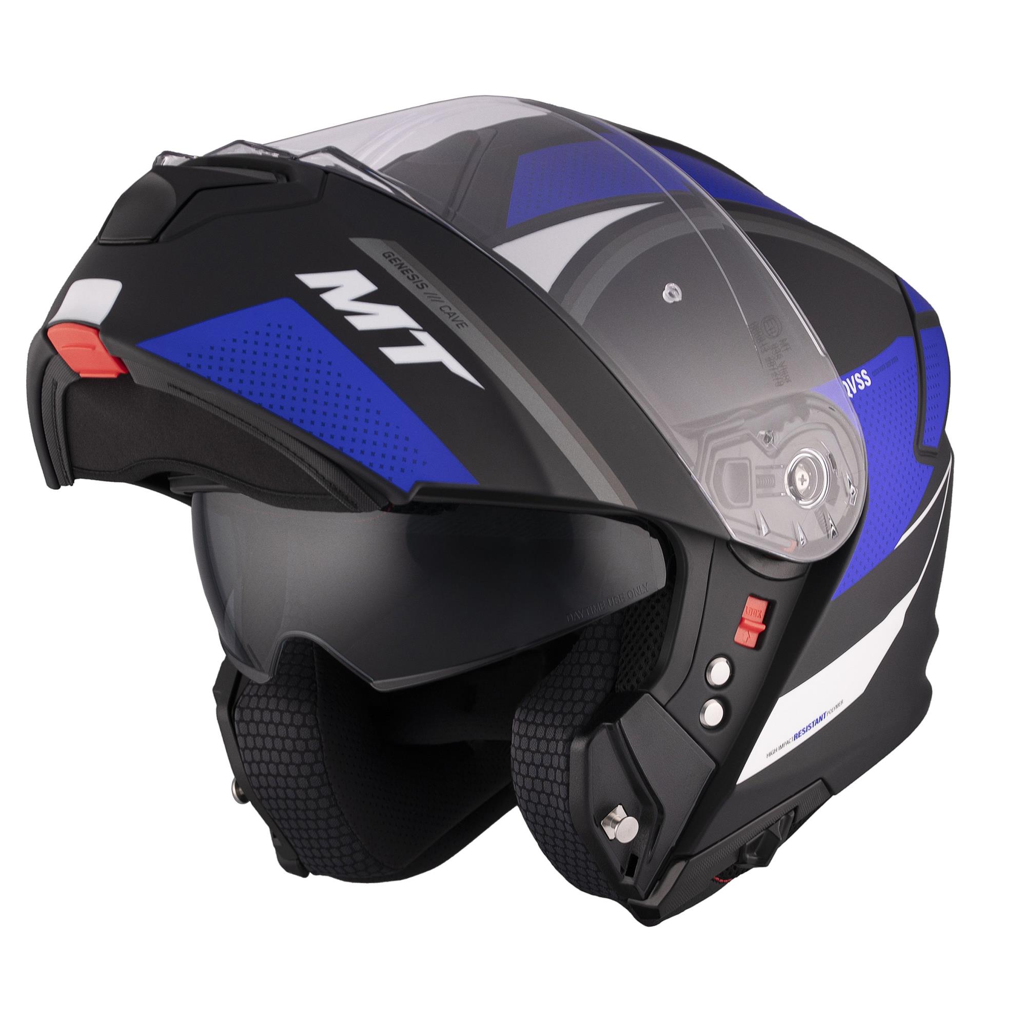 MT Genesis SV Cave Flip Front Helmet Black/Blue/White - Image 2
