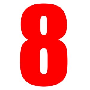 RACE NUMBER 6in VINYL #8 RED PKT of 10 - Image 1