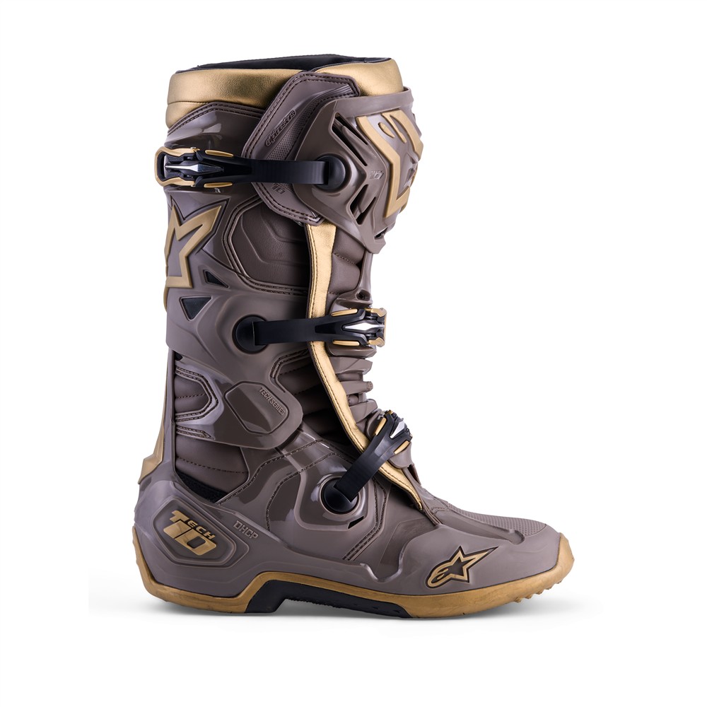 Alpinestars Tech-10 Limited Edition Air Gold MX Boots Earth Brown/Gold