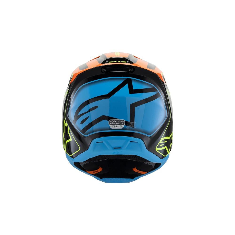 Alpinestars S-M3 Youth Motocross Helmet Fray Black/Orange/Yellow Fluoro Gloss