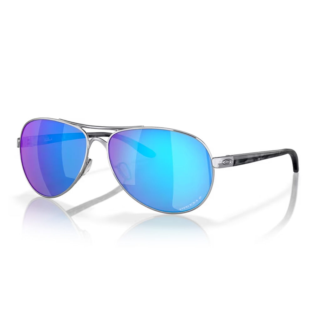 Oakley Feedback Sunglasses Polish Chrome w/ PRIZM Sapphire Polarized