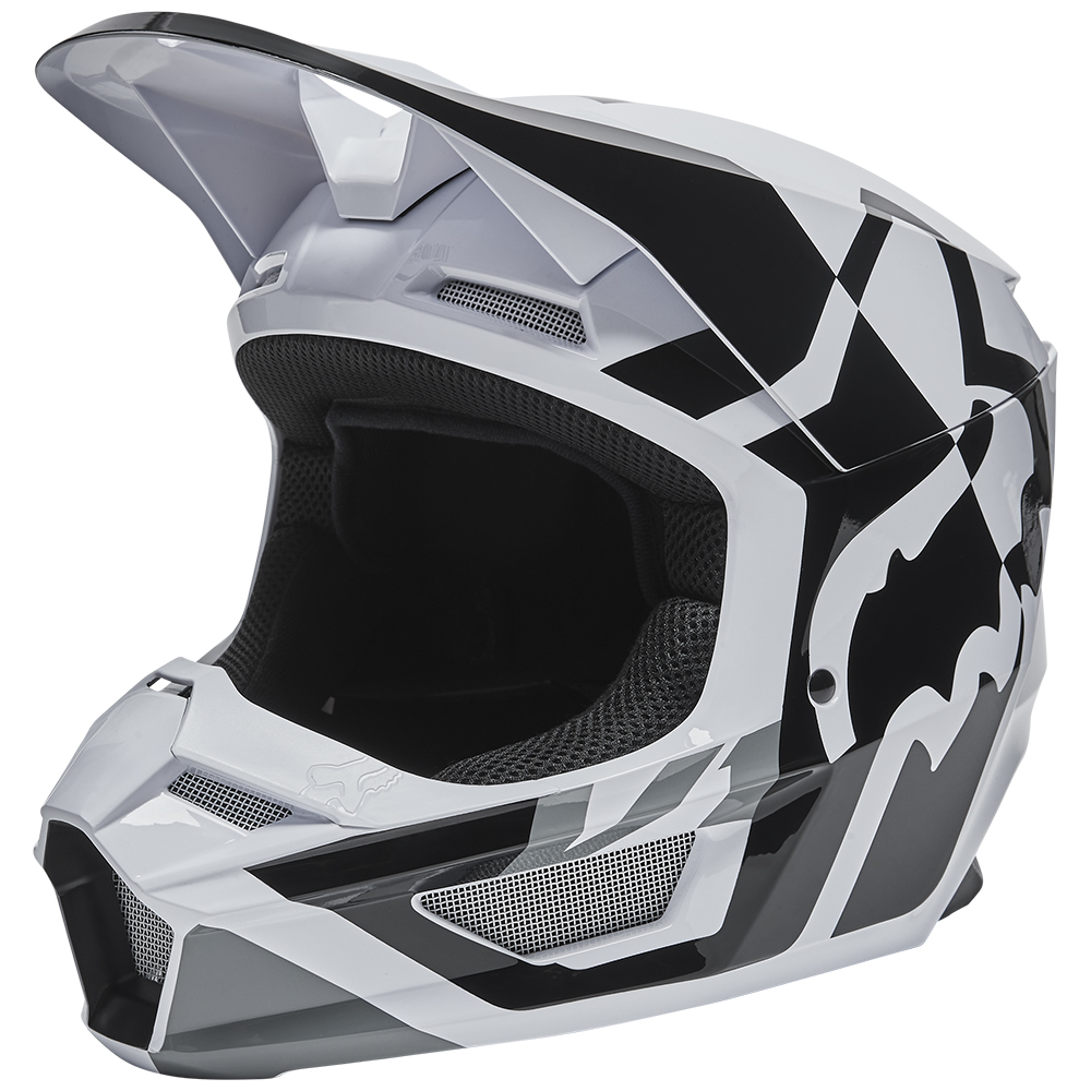 Fox V1 Lux Youth Black/White Motocross Helmet