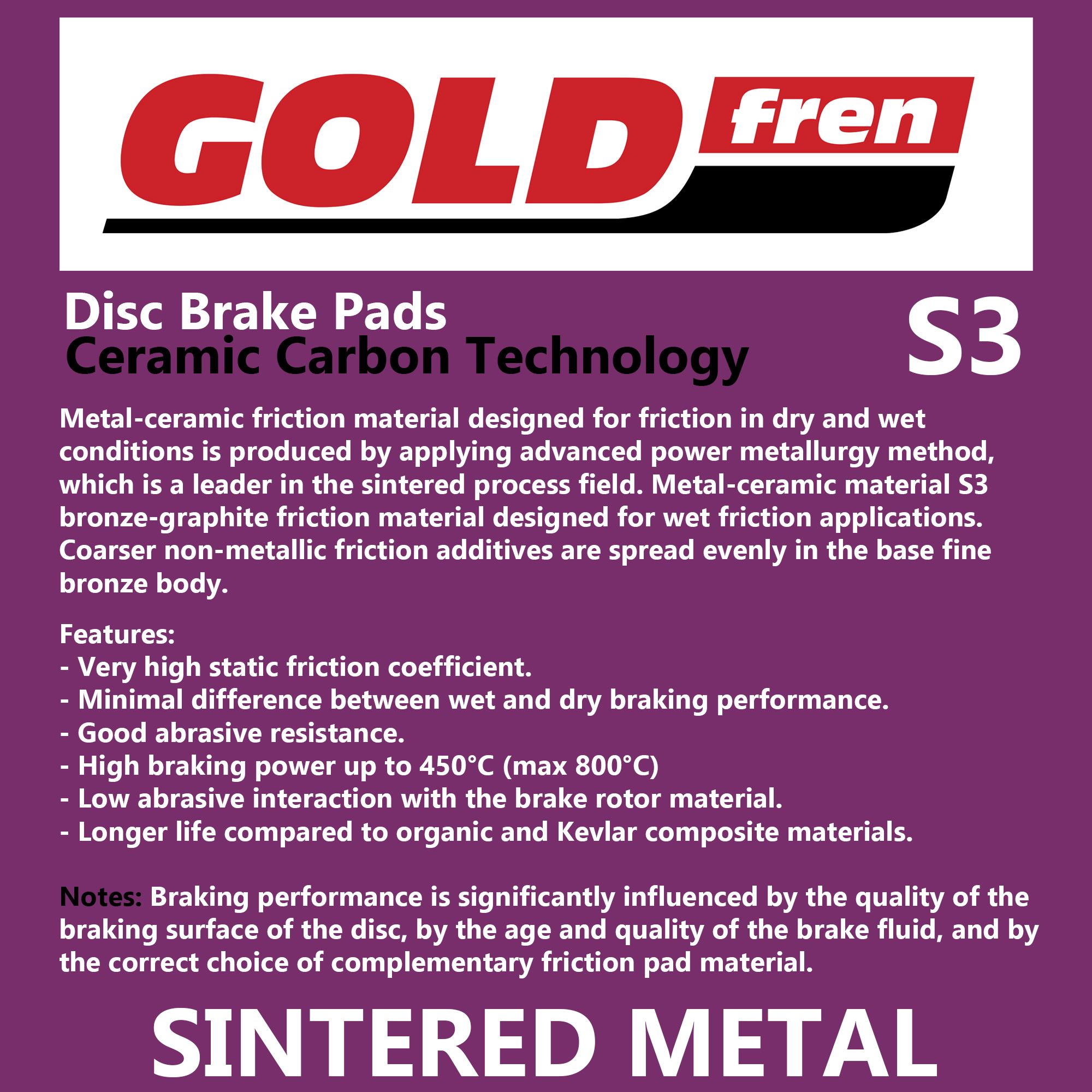 #178/S3 GOLDFREN SINTERED SPORTS (PH247) - Image 1