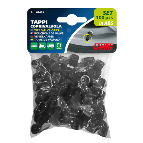 LAMPA ABS TYRE VALVE CAPS 100 PCS SET