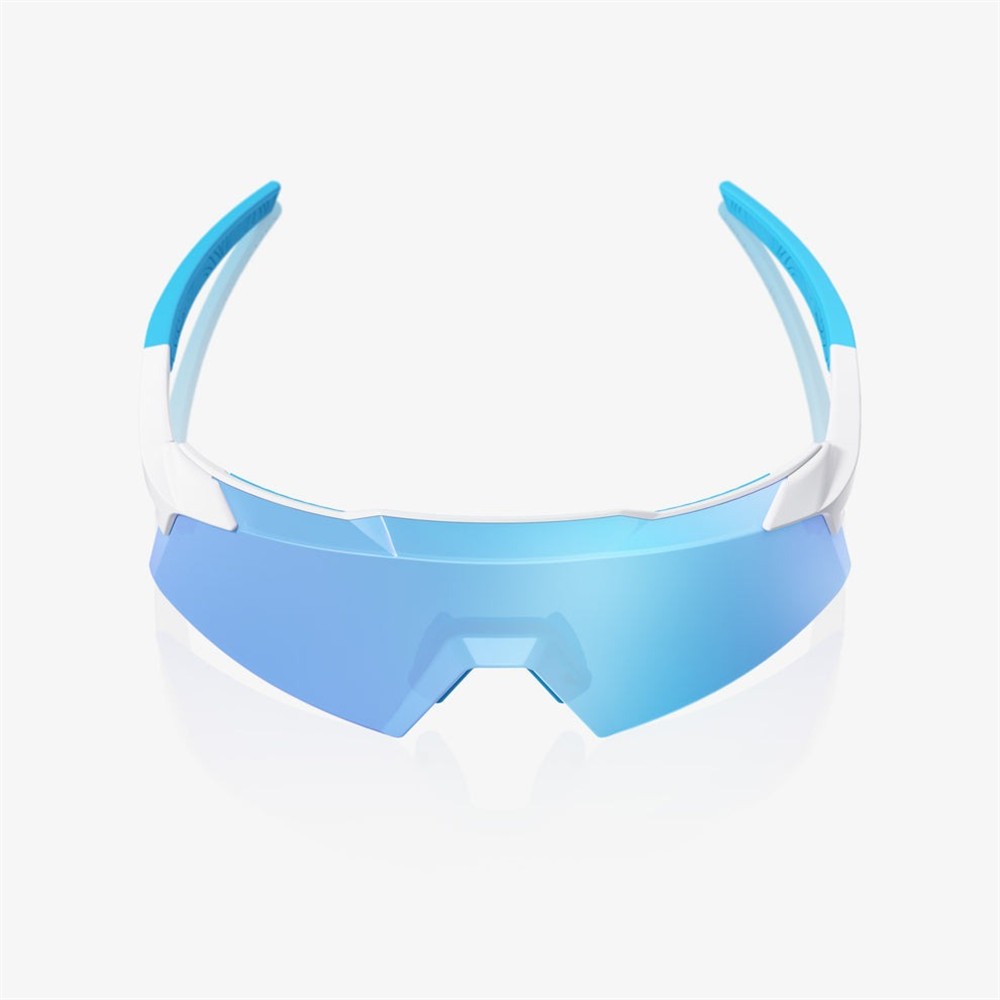 100% Aerocraft Matte White Sunglasses HiPER Blue Mirror Lens