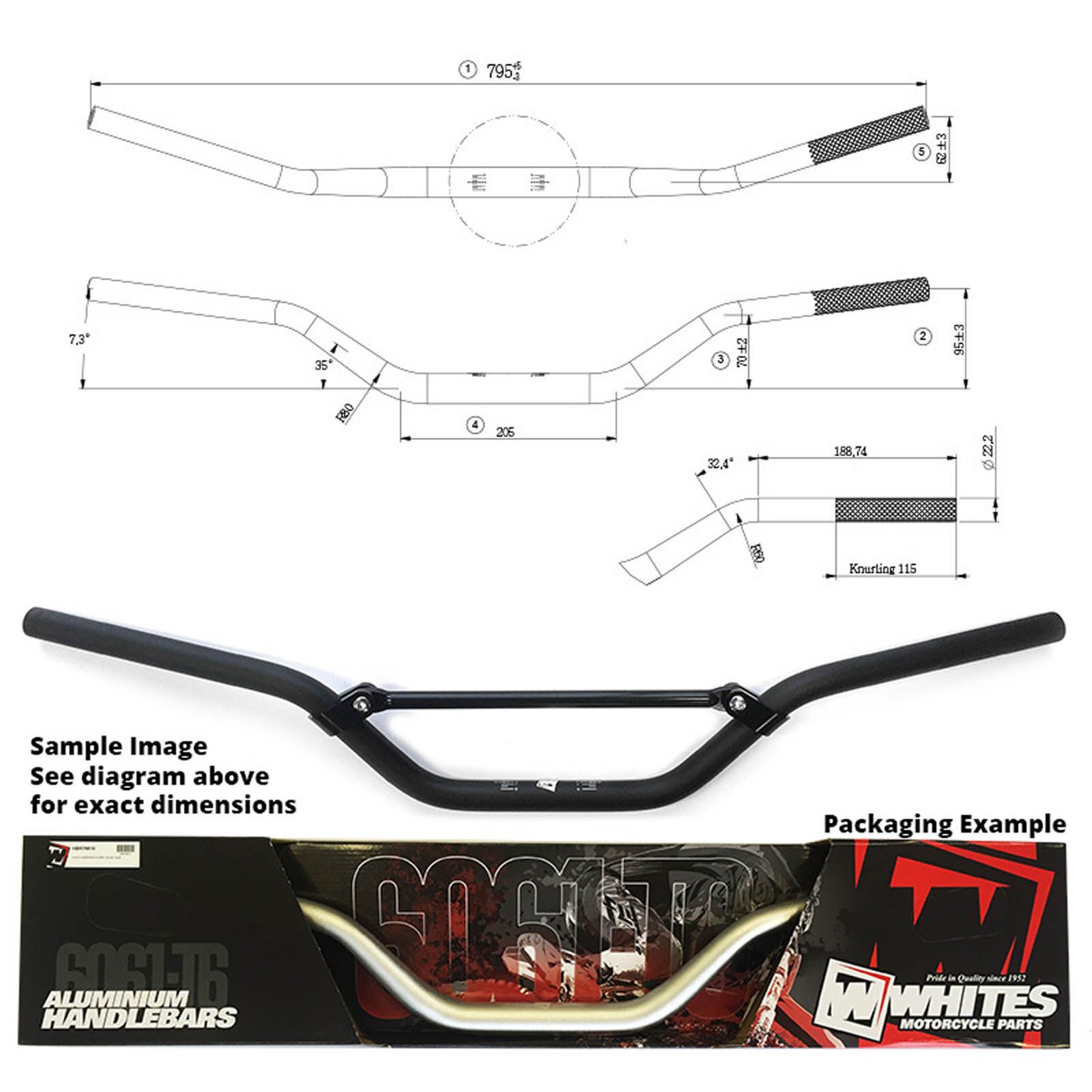 WHITES HANDLEBARS ALLOY 6061 7/8 (22.2MM) KTM SX65 BLK - Image 1