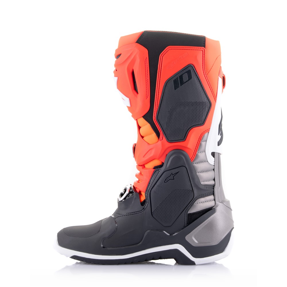 Alpinestars Tech-10 Motocross Boots Black/Red Fluoro/Orange Fluoro/White